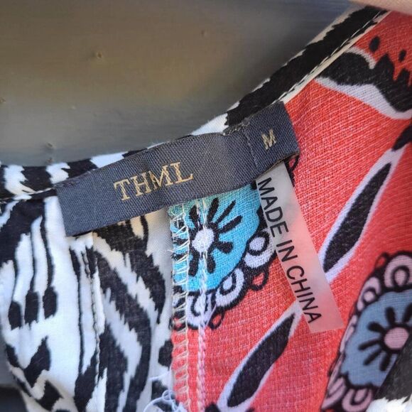 THML Red Black Blue Sleeveless Top Size Medium - Picture 2 of 8